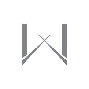 w harfi basit geometrik doğrusal logo vektörü