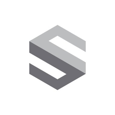 harf s 3d geometrik altıgen logo vektörü