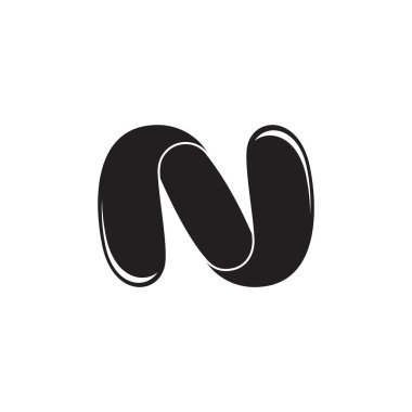 n harfi 3d düz logo vektörü