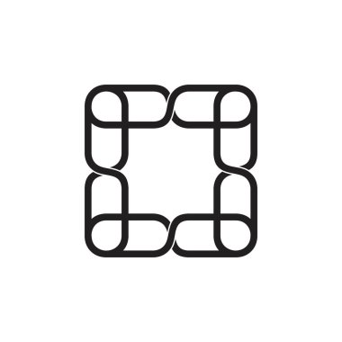 bağlı kare zincir çerçeve logo vektörü