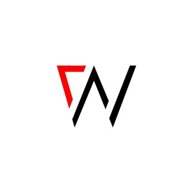 mektup w basit geometrik ok çizgi logo vektör