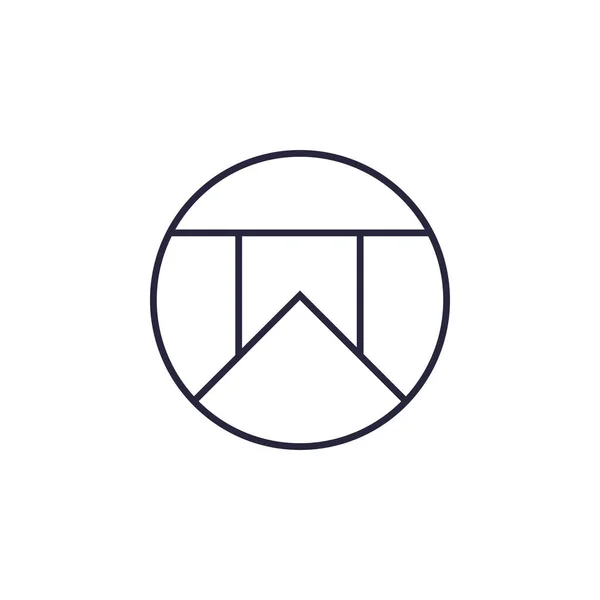 Letra w linha simples círculo logotipo vetor —  Vetores de Stock