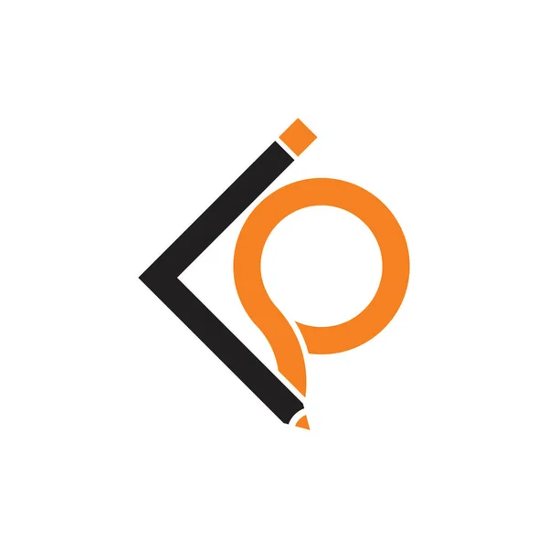 Letras ip o iq lápiz diseño logo vector — Vector de stock