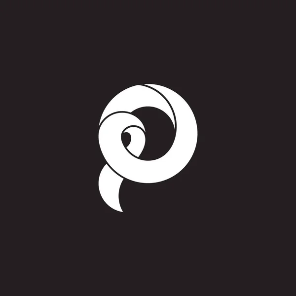 Litera p 3d panglică design simbol logo vector — Vector de stoc