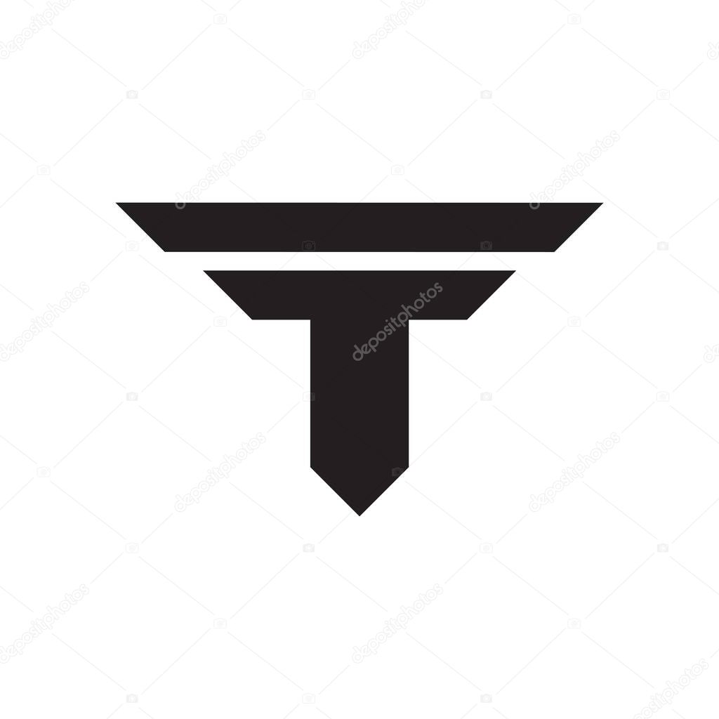 abstract letter tf simple geometric clear logo vector