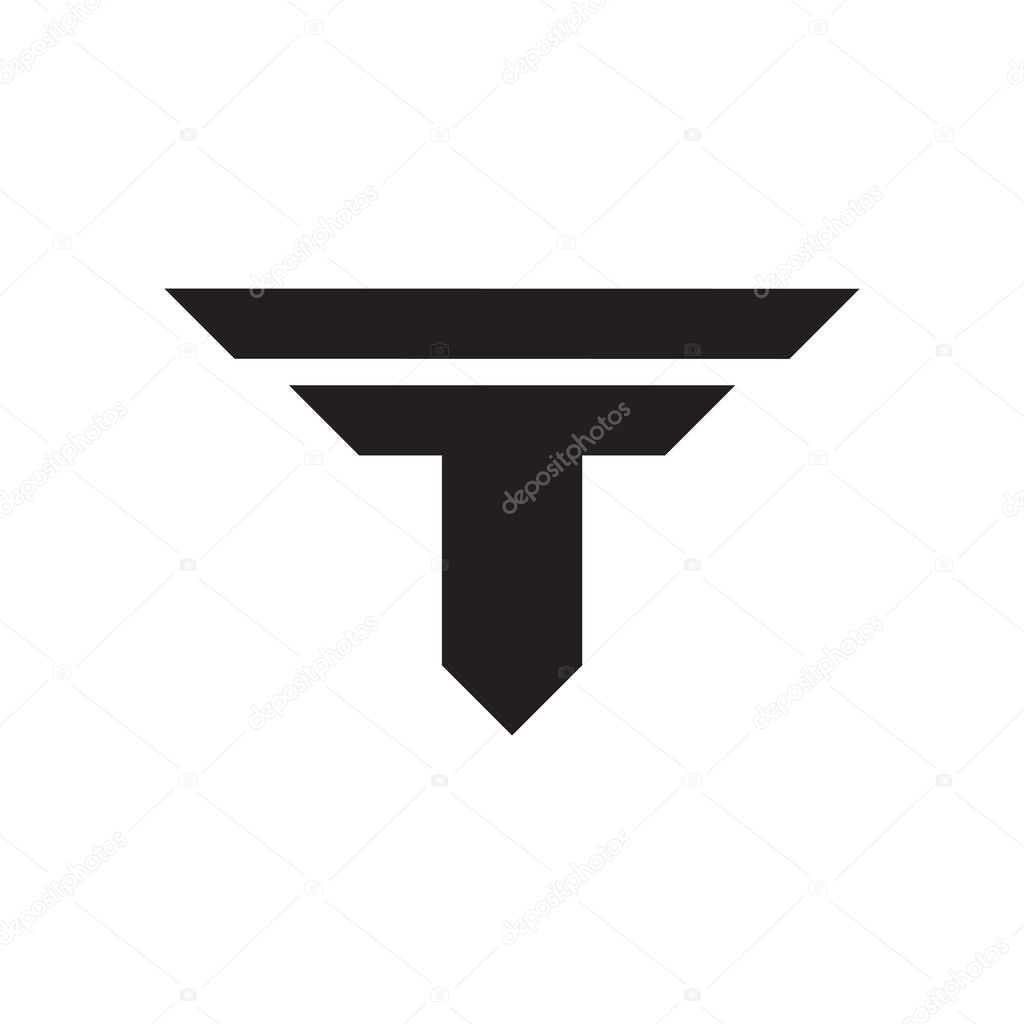Abstract letter tf simple geometric clear logo vector