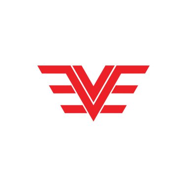 V harfi geometrik kanat hattı logosu 