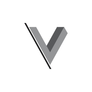 V harfi hareket dilimi 3d gradyan sembol vektörü