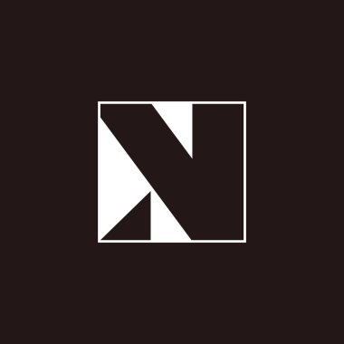 V harfi kare geometrik üçgen logo vektörü