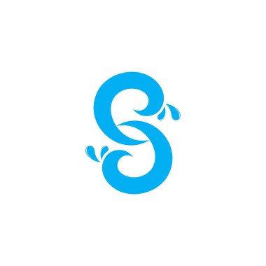 Harf s sıçrama su düz tasarım sembolü logo vektörü