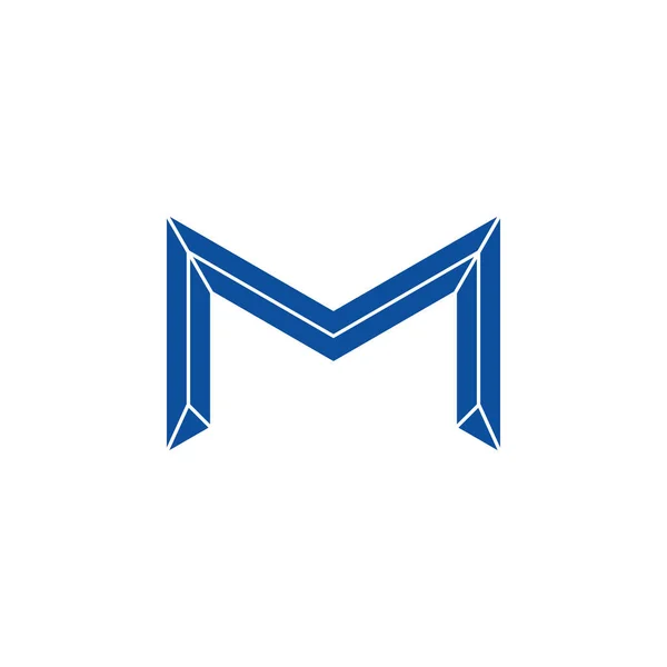 M 3d harfi düz geometrik logo vektörü — Stok Vektör