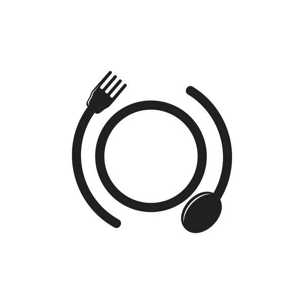 Cirkel lepel vork plaat pijlen logo vector — Stockvector