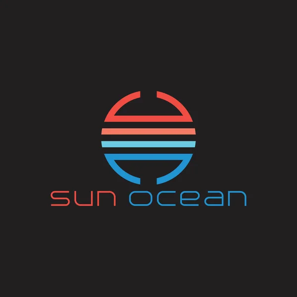 Soleil océan gradient géométrique logo — Image vectorielle