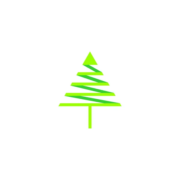 Árvore de pinho verde triângulo fita seta logotipo vetor — Vetor de Stock