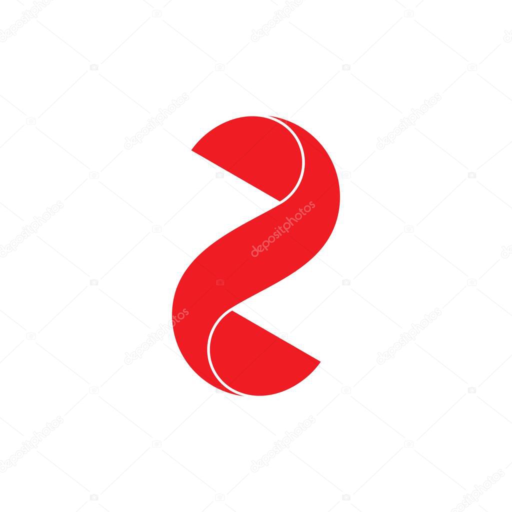 number two 3d flat logo vector