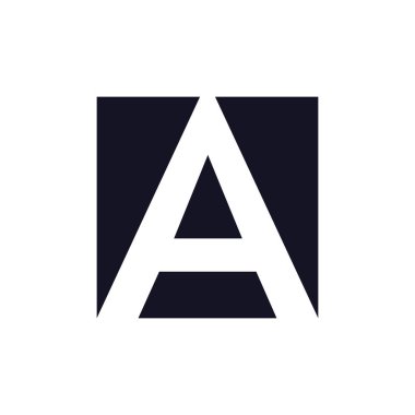 bir kare negatif uzay basit logo vektörü harfi