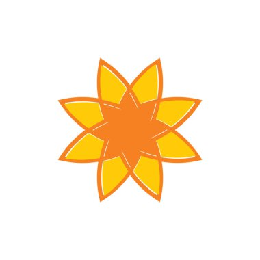 Güneş çiçeği kıvrımlı çizgi dekor logo vektörü