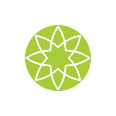 yeşil yapraklı çiçek geometrik girdap logo vektörü