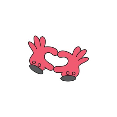 aşk parmak şekli şirin doodle dekorasyon vektör