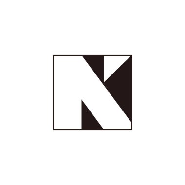 n harfi kare geometrik üçgen logo vektörü