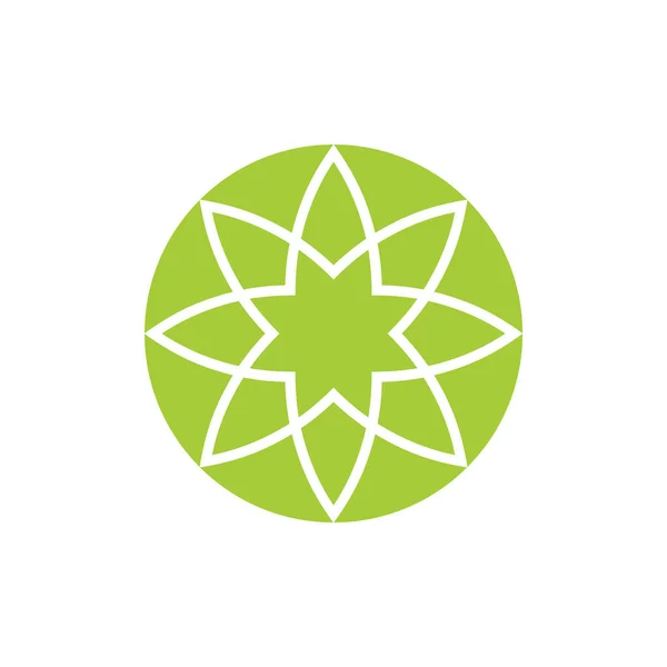 Grüne Blatt Blume geometrischen Wirbel Logo-Vektor — Stockvektor