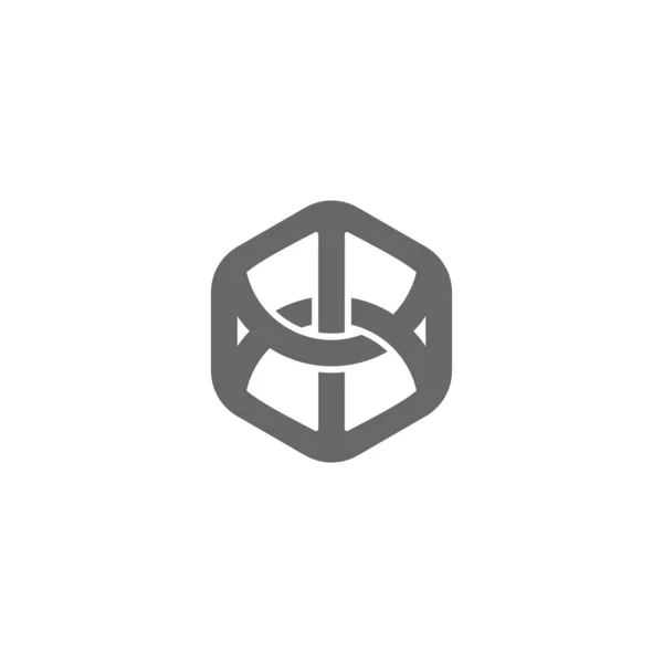 Bağlı kablolar altıgen tasarım sembolü logo vektörü — Stok Vektör