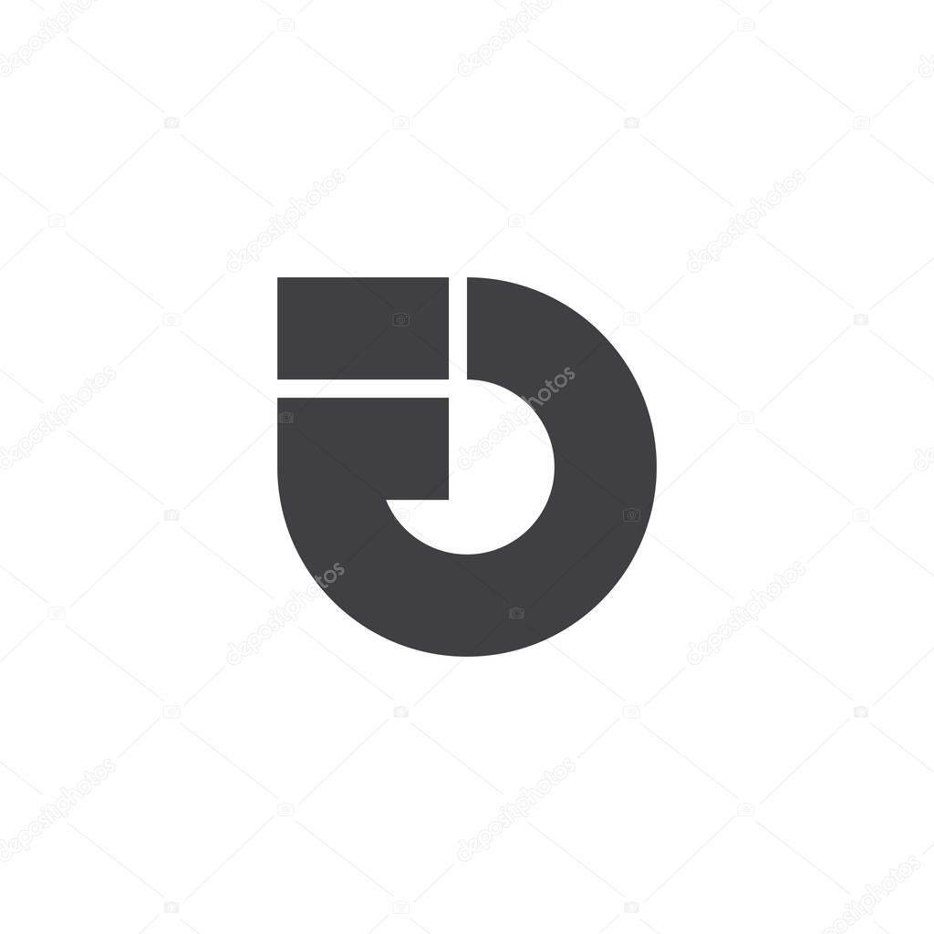 Letter f circle geometric logo vector