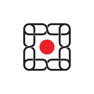 bağlı zincir kare japan bayrak logosu