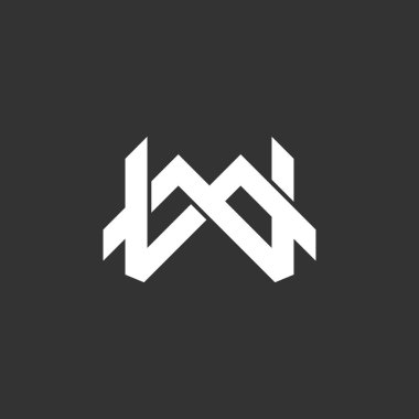 mektup MW bağlantılı çakışan çizgi Logo vektör