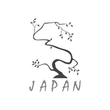 Basit Japon bonsai ağacının el çizimi tasarımı sembolü.