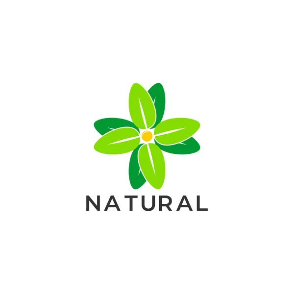Symbol vector of plus medical leaf natural medicine geometric design — Stock Vector