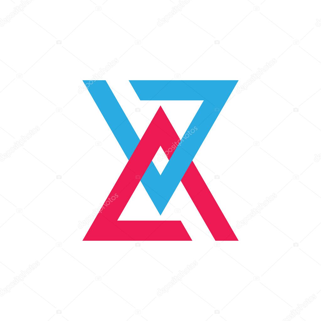 letter va simple geometric 3d logo vector