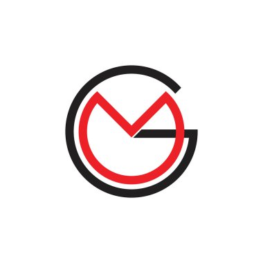 harfler gm basit daire bağlantılı çizgi logo vektör