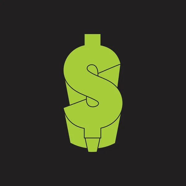 Písmeno s peníze dolar jednoduchý design symbol vektor — Stockový vektor
