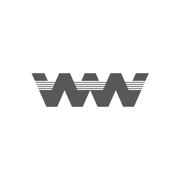 Letra ww rayas vector logo geométrico — Vector de stock