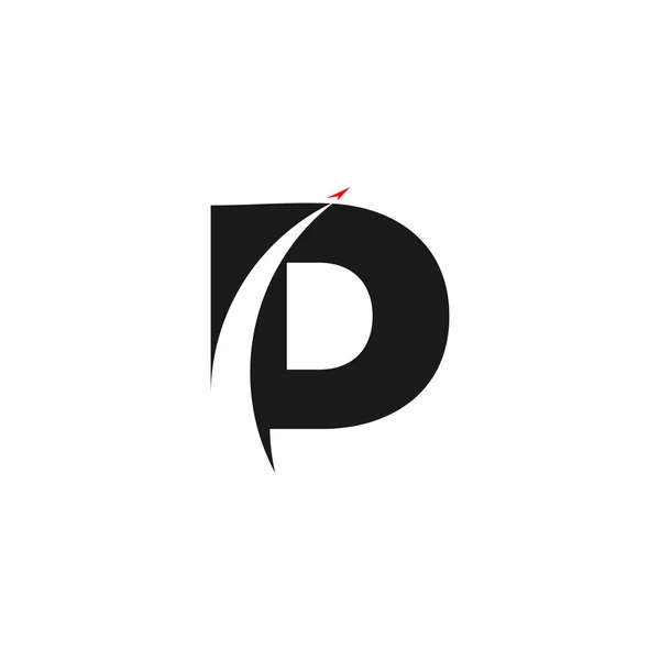 Symbolvektor des Buchstabens d p Bewegungspfeil geometrisches Design — Stockvektor
