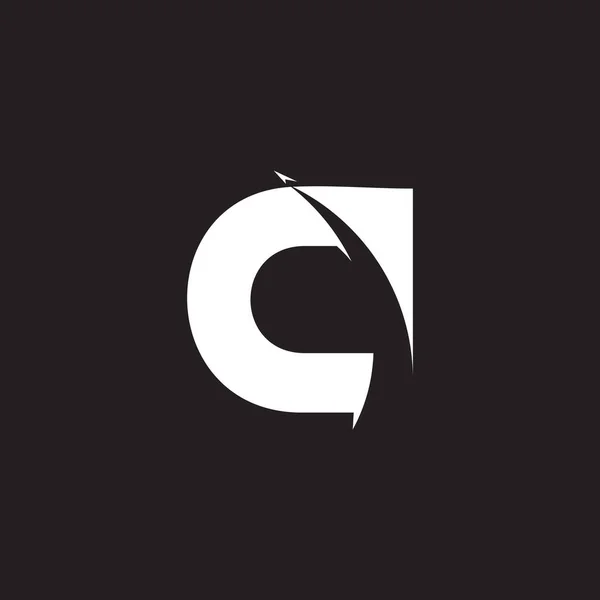 Symbolvektor des Buchstabens c Slice Pfeil Bewegung geometrisches Design — Stockvektor