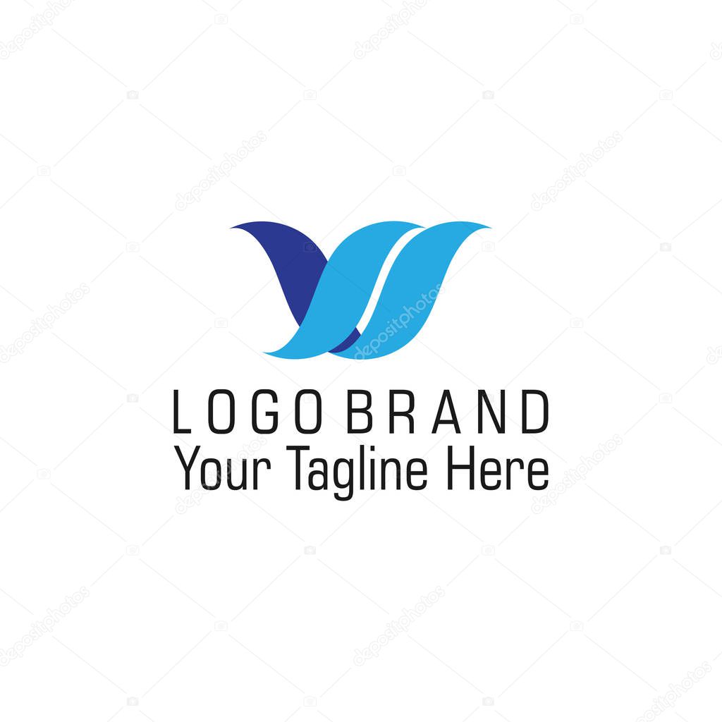 Symbol vector of letter sv blue wavy shape design