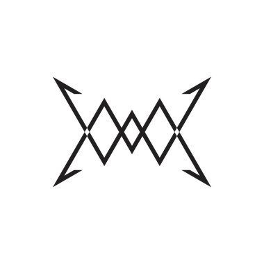 mw ince geometrik çizgi logo vektörü harfi
