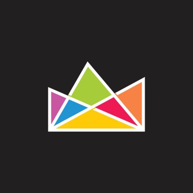 taç bağlantılı üçgenler ince çizgiler sanat logosu vektörü