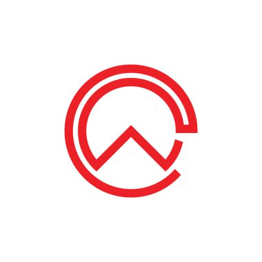 Harfler cw basit daire bağlı çizgi logo vektörü