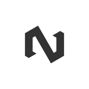 n harfi basit çizgi geometrik logo vektörü