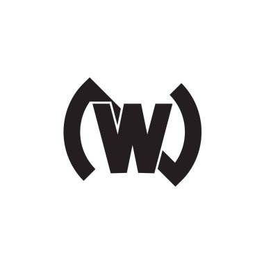 NW harfi basit geometrik bağlı logo vektörü