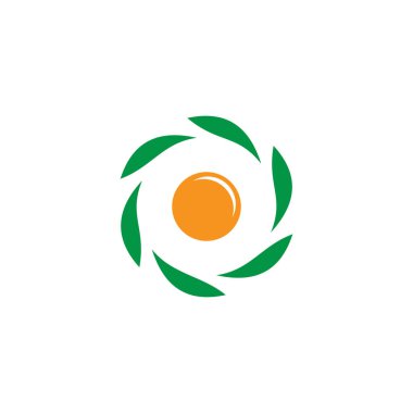 Çember yaprak geometrik güneş doğal logo vektörü