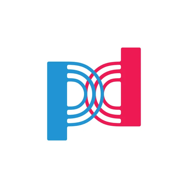 Lettre pd rayures géométrique simple logo vecteur — Image vectorielle