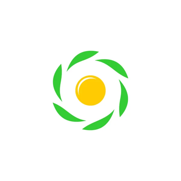 Cirkel wervelblad geometrische zon symbool natuurlijk logo vector — Stockvector