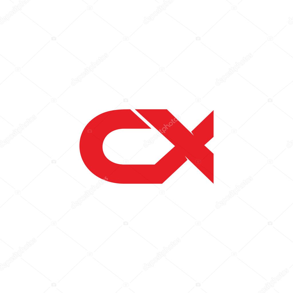 letter cx simple linked line logo vector