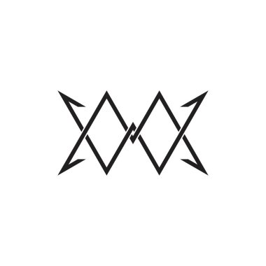 mw harfi ok ince çizgi logo vektörü