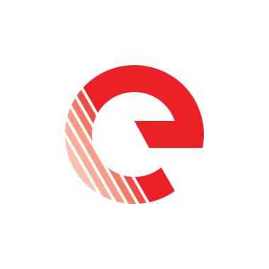 E harfi çizgili geometrik daire logo vektörü