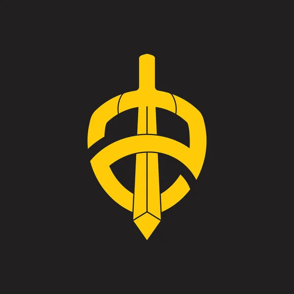 Schwert Schild Symbol Logo Vektor — Stockvektor